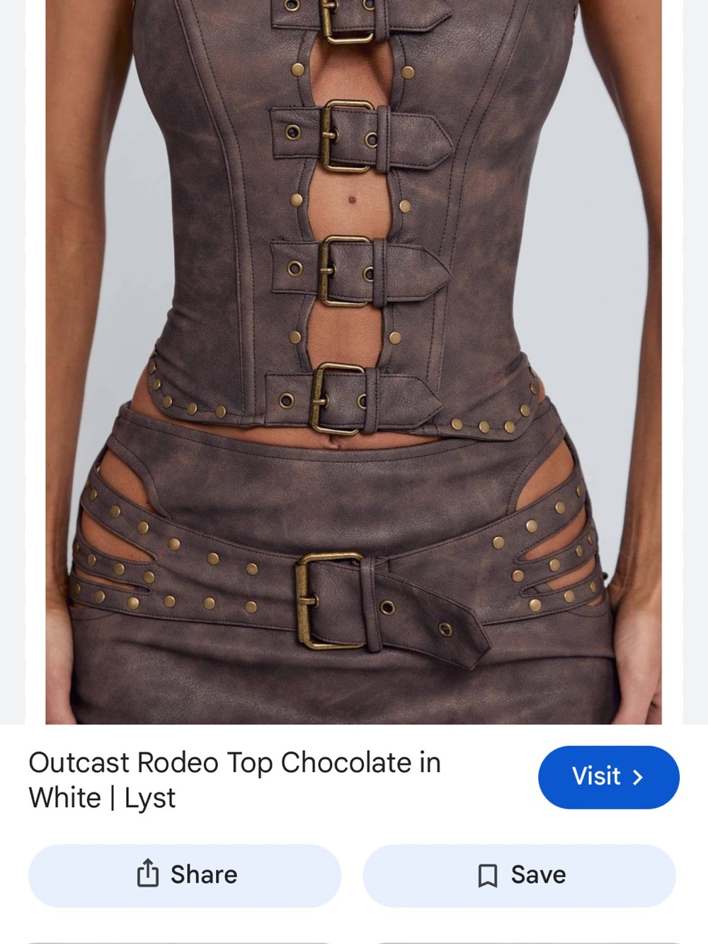 Outcast Chocolate Buckled Leather Crop Top - Women